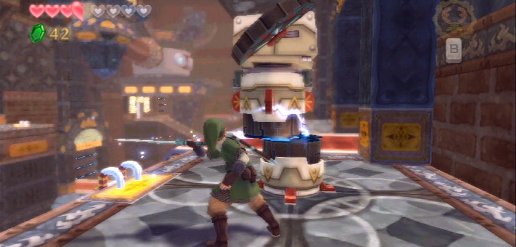Link löst ein Rätsel. 