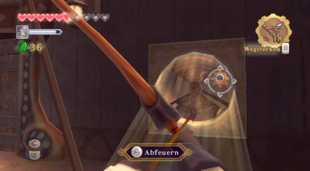 Mit dem Bogen etwas aktivieren. 