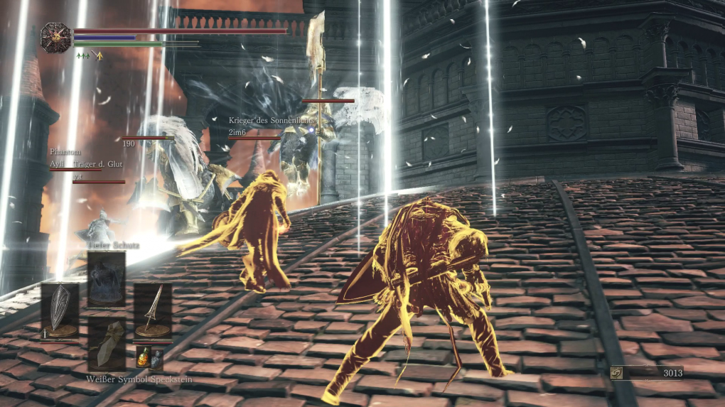 Von MMO-Ausmaßen ist Dark Souls 3 noch weit entfernt. Dennoch können die Duelle mit bis zu sechs Spielern fast schon chaotische Ausmaße annehmen.