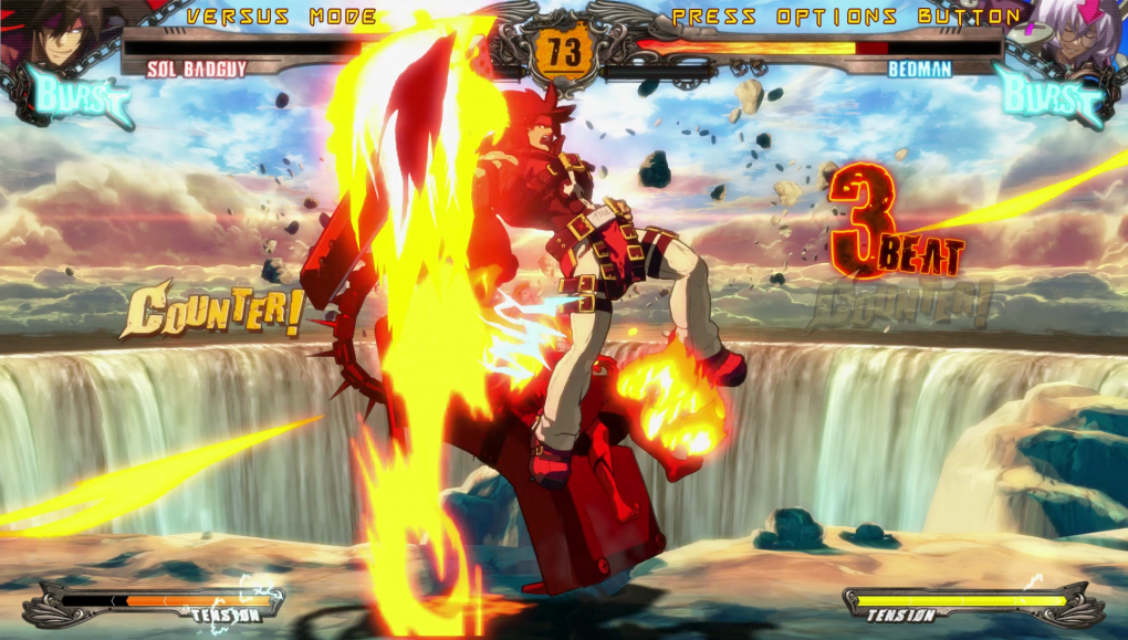 Einen klassischen Uppercut gibt's auch bei Guilty Gear. Wer schon mal ein Beat'em Up wie Street Fighter gespielt hat, wird deutlich schneller ins Spiel kommen.
