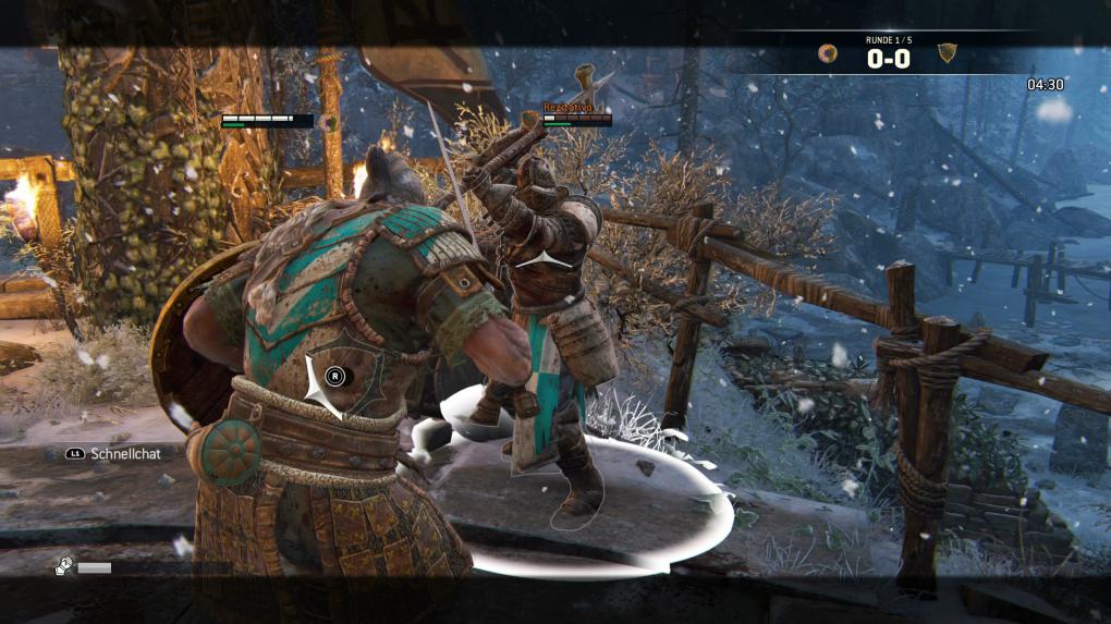 In den Duellen müssen wir auch auf unsere Ausdauer achten. Sobald man mehrere schwere Attacken ausgeführt hat, sollte man den eigenen Helden schonen. (PS4)