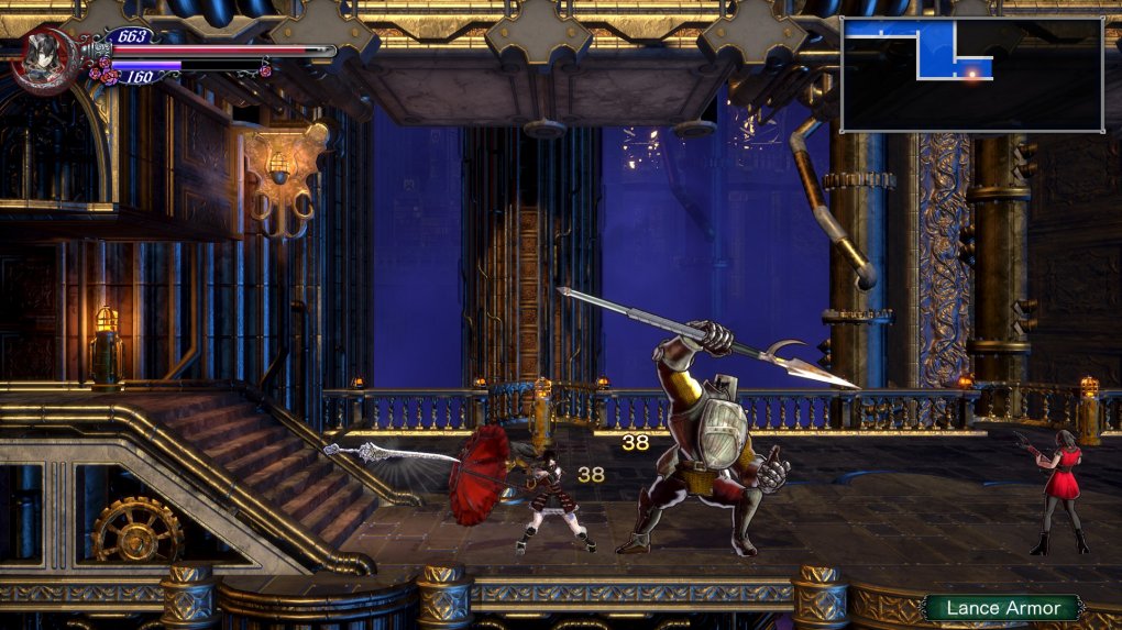 Wie in Symphony of the Night: Haben wir den den Schwert-Familiar (links im Bild) aufgelevelt, können wir die Klinge auch selber schwingen.