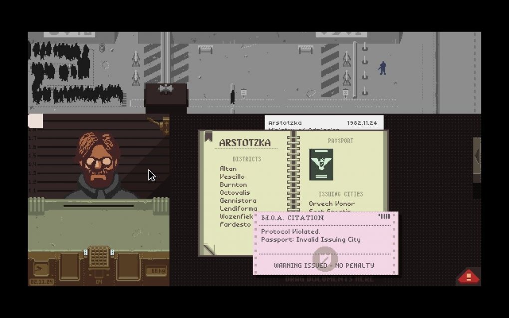 In Papers, Please arbeiten wir als Grenzbeamter in einem totalitären Staat. Arbeiten wir gut, erhalten wir Vergünstigungen, begehen wir Fehler oder helfen gar Menschen bei der Flucht, leidet darunter womöglich unsere (virtuelle) Familie. <br> &nbsp;