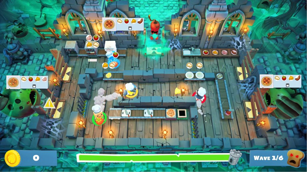 In den Horde-Levels von Night of the Hangry Horde müsst ihr angreifende Zombie-Brote und -Möhren abwehren. Echt spaßig!
