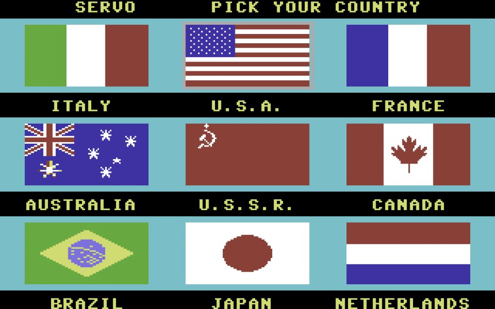 Die Auswahl der zur Verfügung stehenden Nationen traf das Team von Epyx kurzerhand selbst. So war etwa die DDR – trotz Olympia-Teilnahme – nicht im Spiel vertreten. <br> &nbsp;