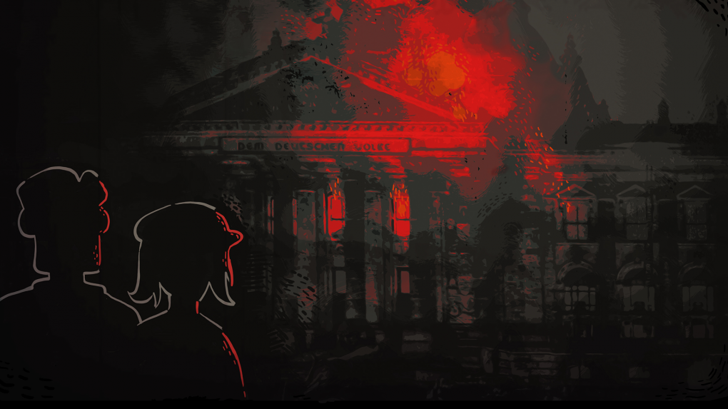 Die Farbpalette des Spiels ist sehr reduziert, der Reichstagsbrand und viele andere historische Momente wurden trotz alledem erschreckend in Szene gesetzt.