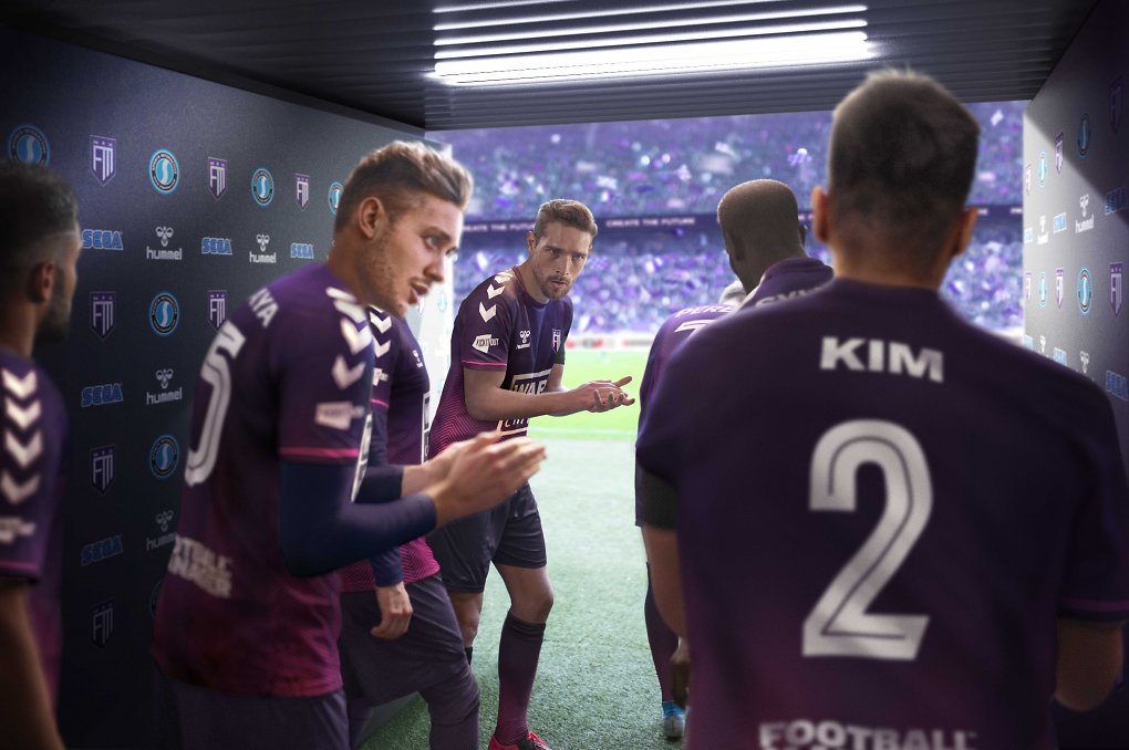 Fußballer im Spielertunnel