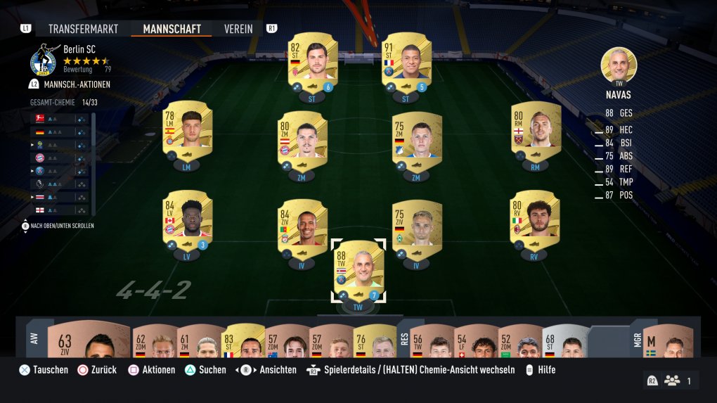 Die Mannschaftsübersicht von FIFA 23