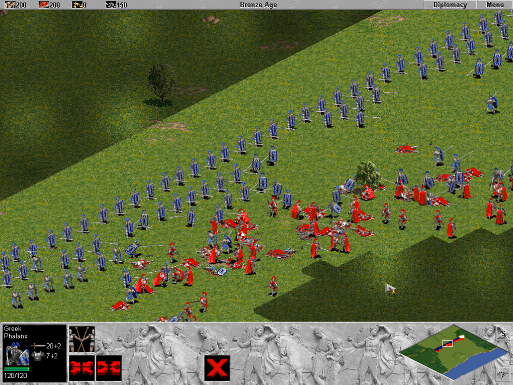 Derart organisierte Kämpfe gab es auch in Age of Empires vergleichsweise selten. Formationen kamen erst mit dem zweiten Serienteil dazu.
