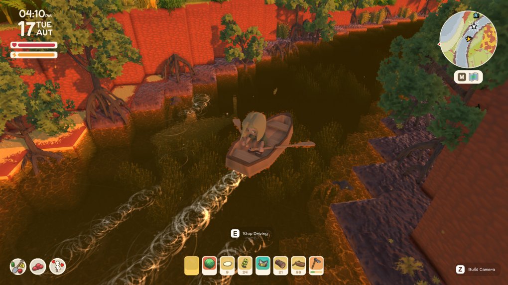 Wer viel arbeitet, darf sich auch beim Rudern ein wenig entspannen. Dinkum bringt Aufbauelemente aus Titeln wie Animal Crossing, Stardew Valley oder Minecraft zusammen.
