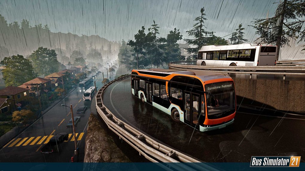 Bus fährt eine Kurve