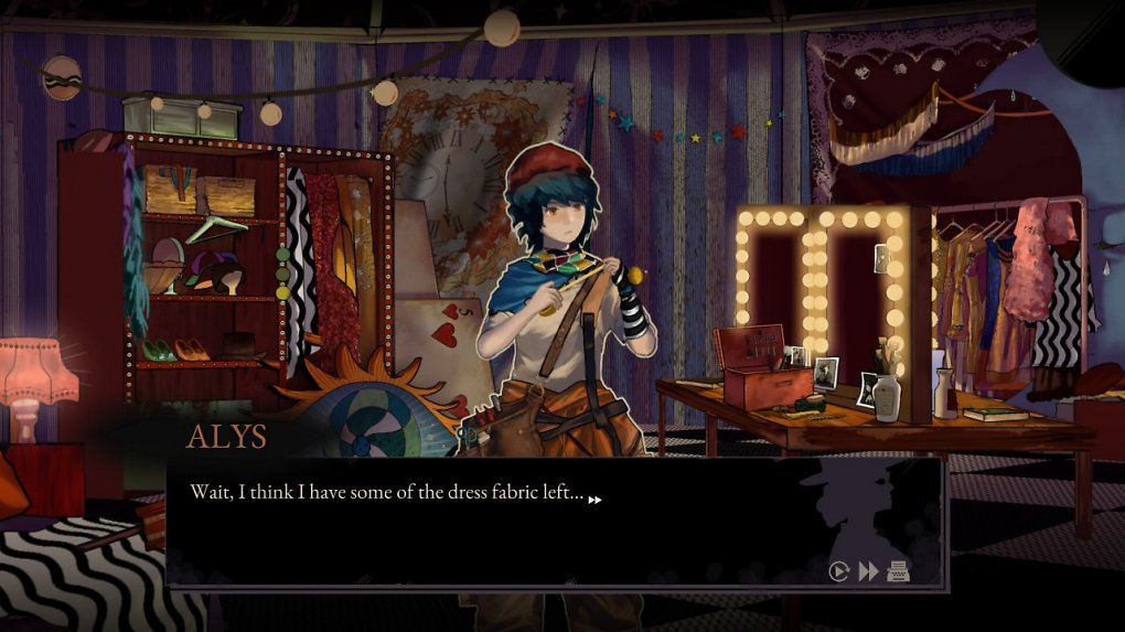 Ein Dialog aus Death Trick Double Blind mit dem Charakter Alys.