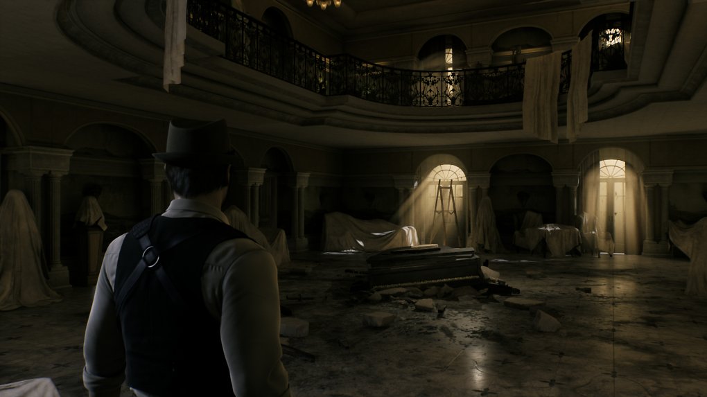 Carnby in der Third-Person-Ansicht im Herrenhaus