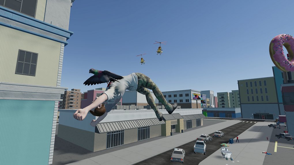 Taube trägt Menschen durch die Lüfte