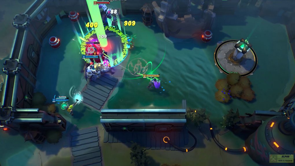 Ein Team kämpft gegen einen starken NPC-Gegner