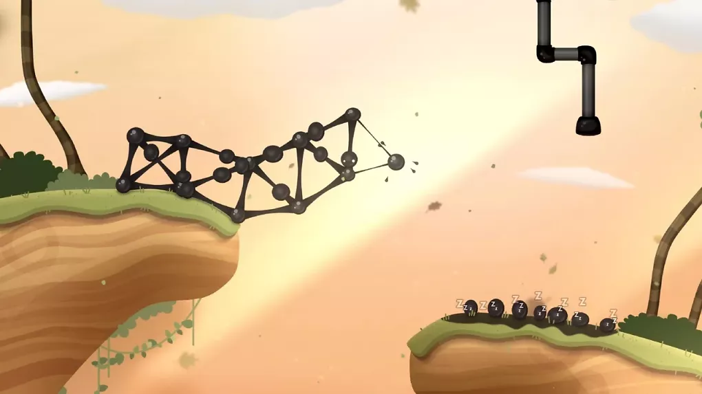 Eine Goo-Brücke über einen Abgrund.