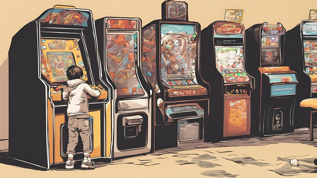 Kind in einer Arcadehalle