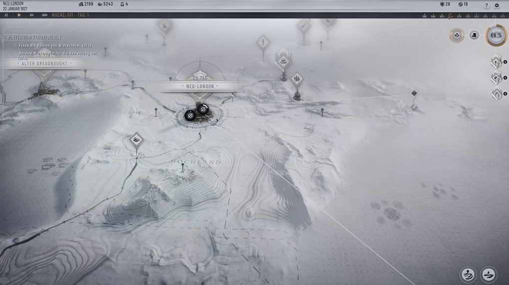Die Oberweltkarte in Frostpunk 2