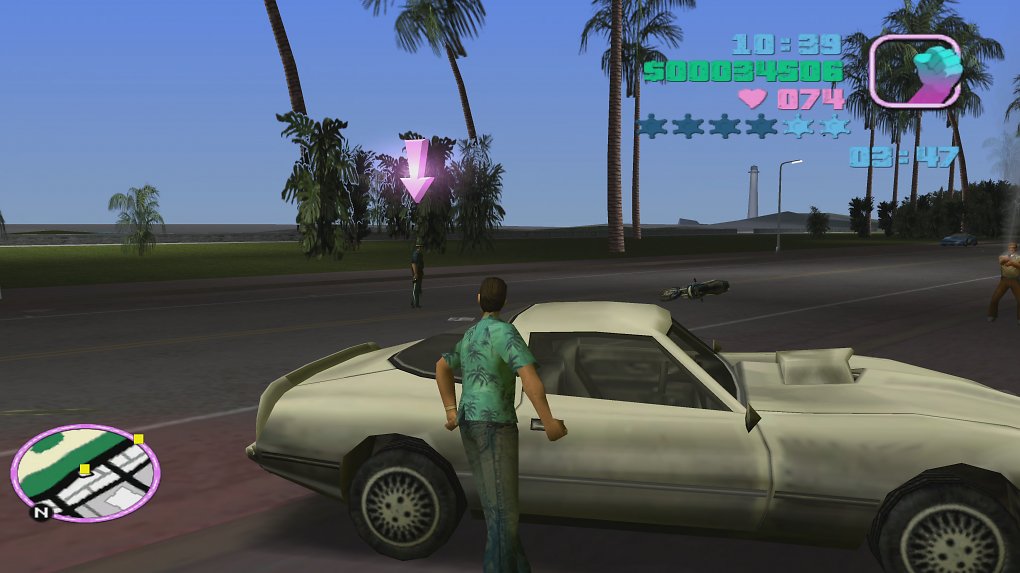 Tommy Vercetti steigt in einen Sportwagen