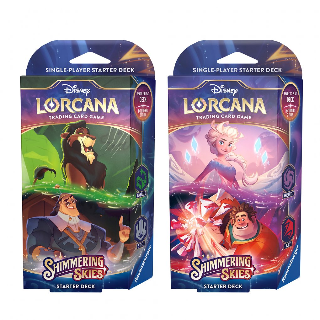 Zwei verschiedene Decks für Disney Lorcana aus dem Set Himmelsleuchten