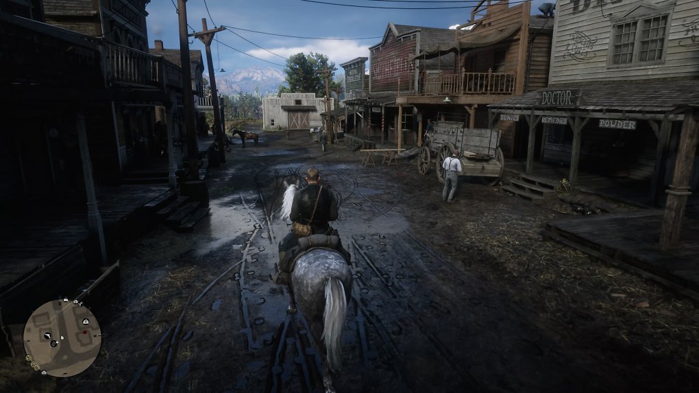Die Hauptstrasse von Valentine in Red Dead Redemption 2.