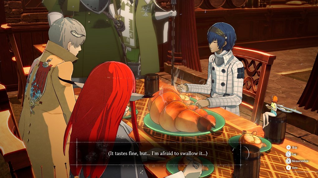 Der Protagonist isst zusammen mit Strohl, Hulkenberg und Gallica