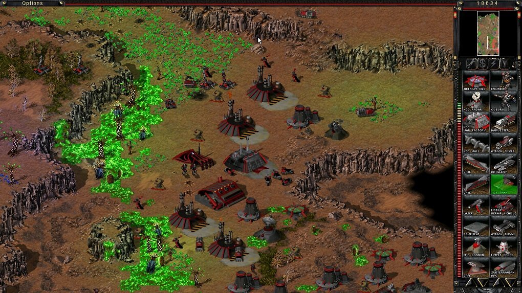 Eine NOD-Basis neben einem Tiberium-Feld.