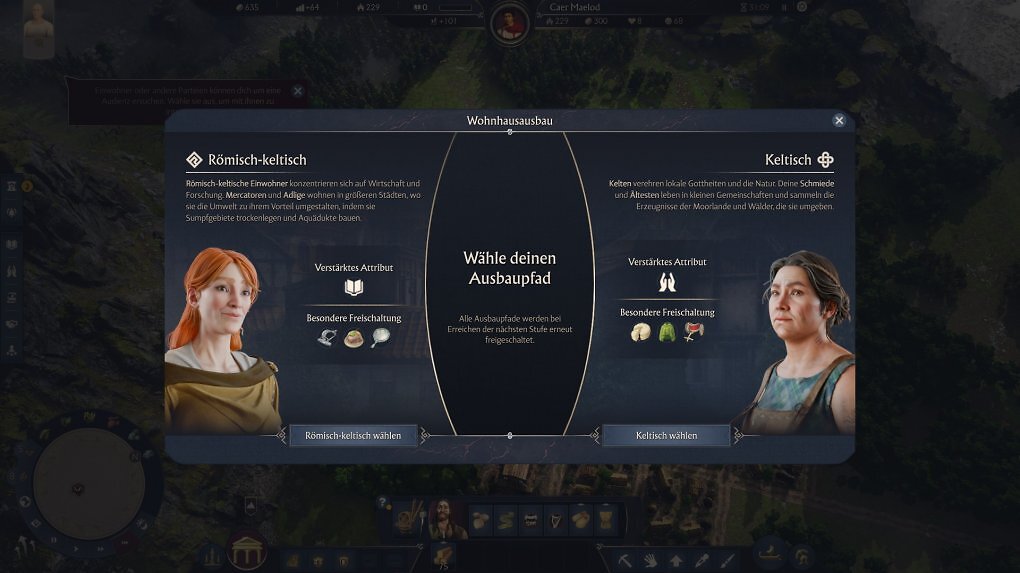 In Albion müsst ihr zwischen Schmieden und Mercatoren bei der zweiten Einwohnerstufe wählen.