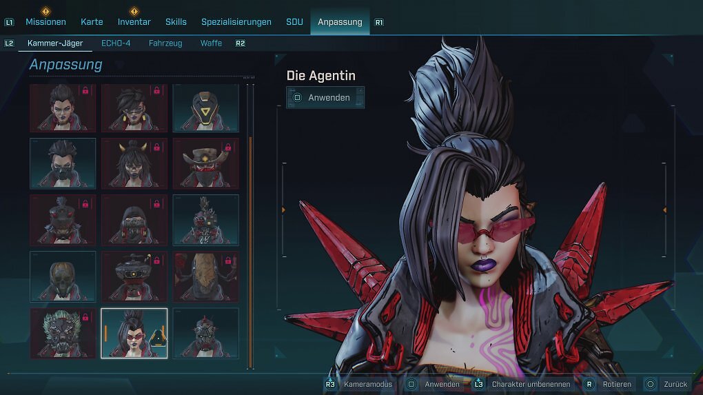 Kosmetische Veränderungen an unserem Charakter, Fahrzeug und den Waffen nehmen wir direkt im Spielmenü vor. Freigeschaltet werden die meisten Skins durch Missionen und Herausforderungen.