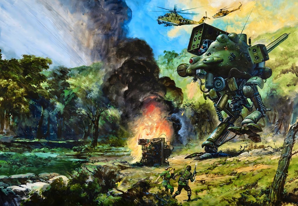Das Artwork zu Metal Gear 2: Solid Snake zeigt den Kampfroboter, den wir gegen Ende der Story zu Fall bringen müssen. Optisch hat er nicht viel mit späteren Metal Gears gemein.