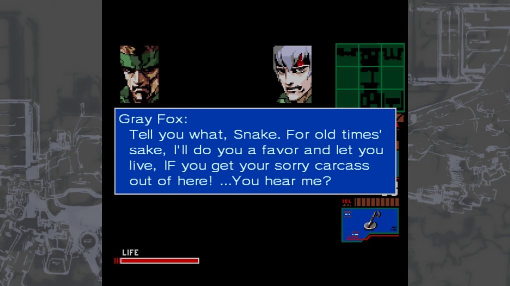 In beiden MSX-Teilen laufen wir bereits dem Mann über den Weg, der in MGS zum Cyborg-Ninja wird.