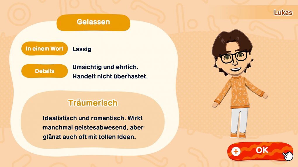 Die Persönlichkeit eines Miis nimmt Einfluss auf sein Verhalten auf der Insel.