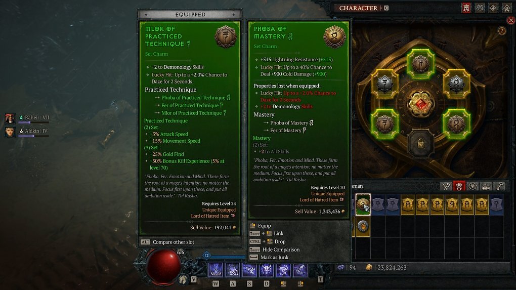 Der neue Talisman samt Set-Gegenständen.