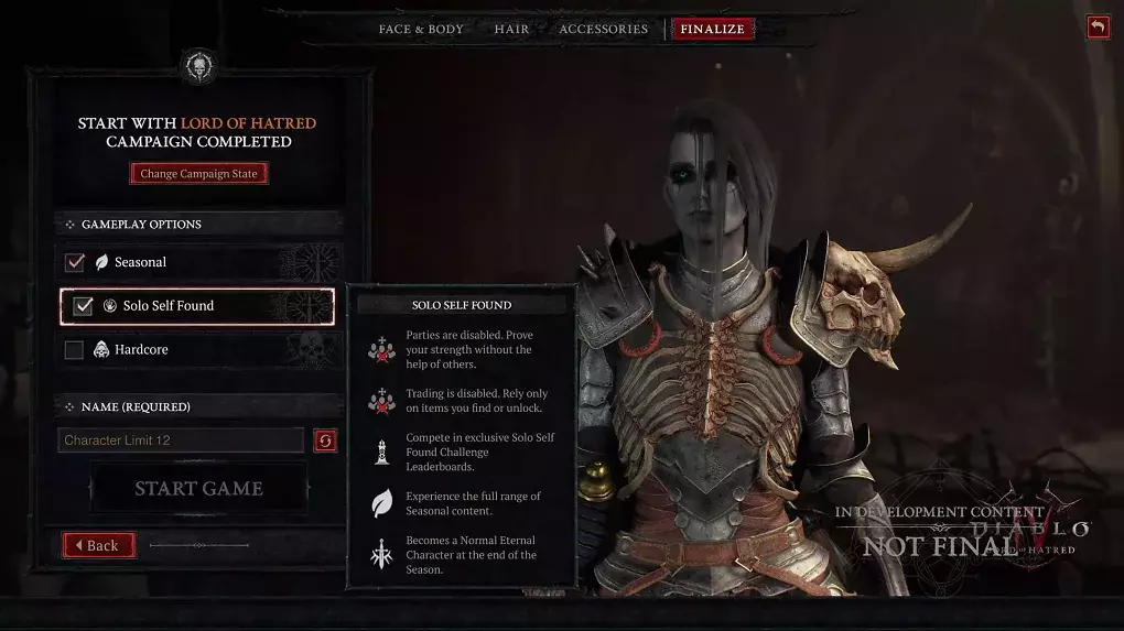 so stellt ihr den Selbstfinder-Modus (SSF, Solo Self Found) in Diablo 4 ein.