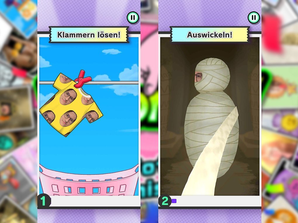 Kreativ und lustig ist die Präsentation der Minispiele auf jeden Fall. Besonders, wenn dann noch die Fotos aus der eigenen Galerie erscheinen.