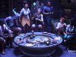 Alle sieben Gefährten aus Dragon Age: The Veilguard um einen Tisch versammelt