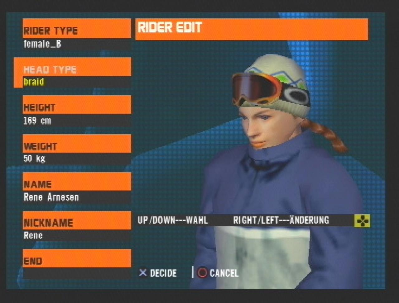 [26/11/2001] Geschmacksache: Für den Snowboarder-Modus können Sie Ihren eigenen Sportler erschaffen.