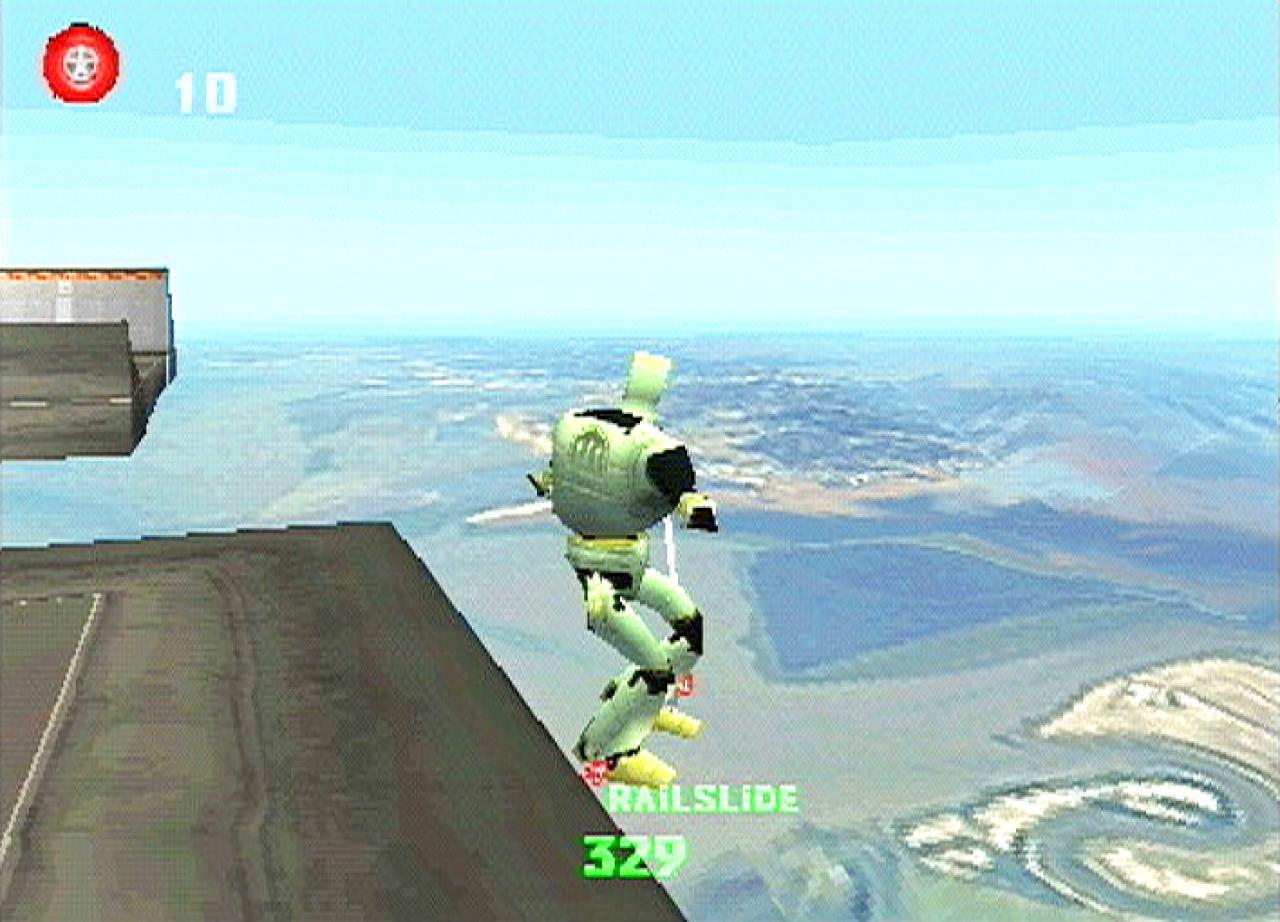 [26/11/2001] DRAHTSEILAKT Der Roboter setzt einiges aufs Spiel: Eine falsche Bewegung und es geht in den Abgrund.