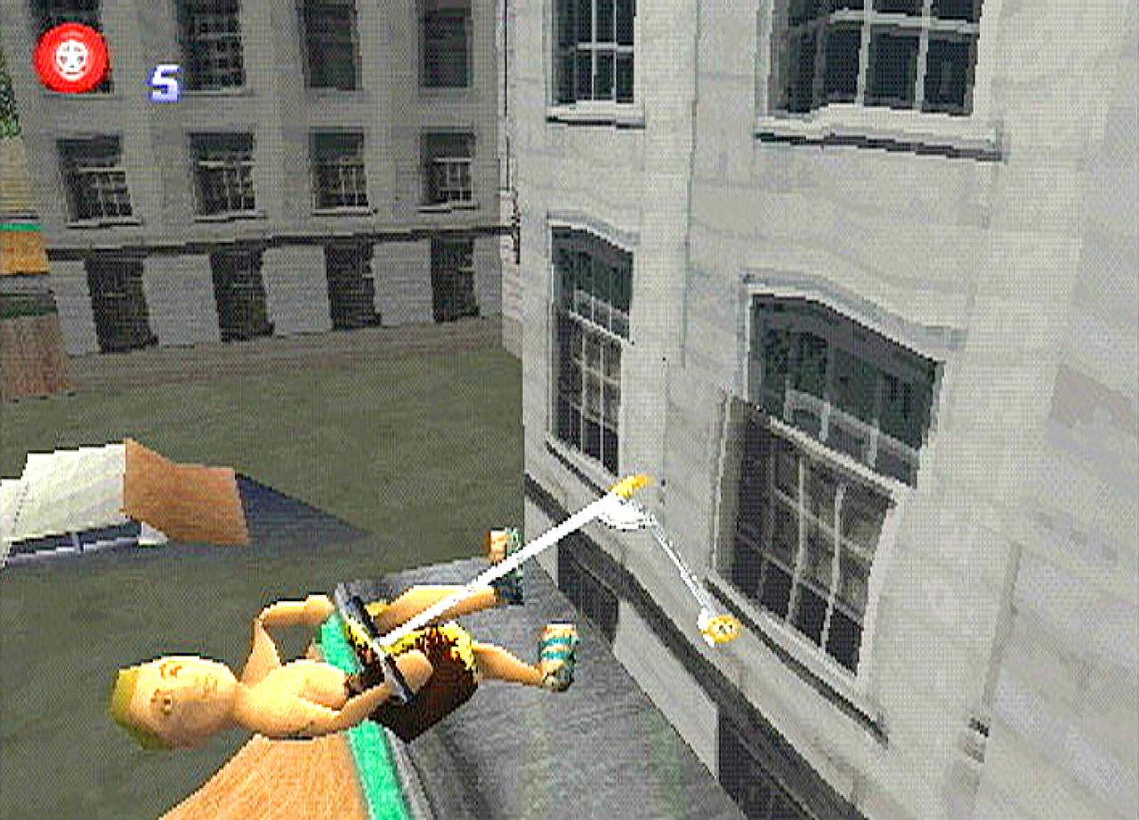 [26/11/2001] GEGEN DIE SCHWERKRAFT Der Rollertreter hier scheint fast in der Luft liegen zu können.