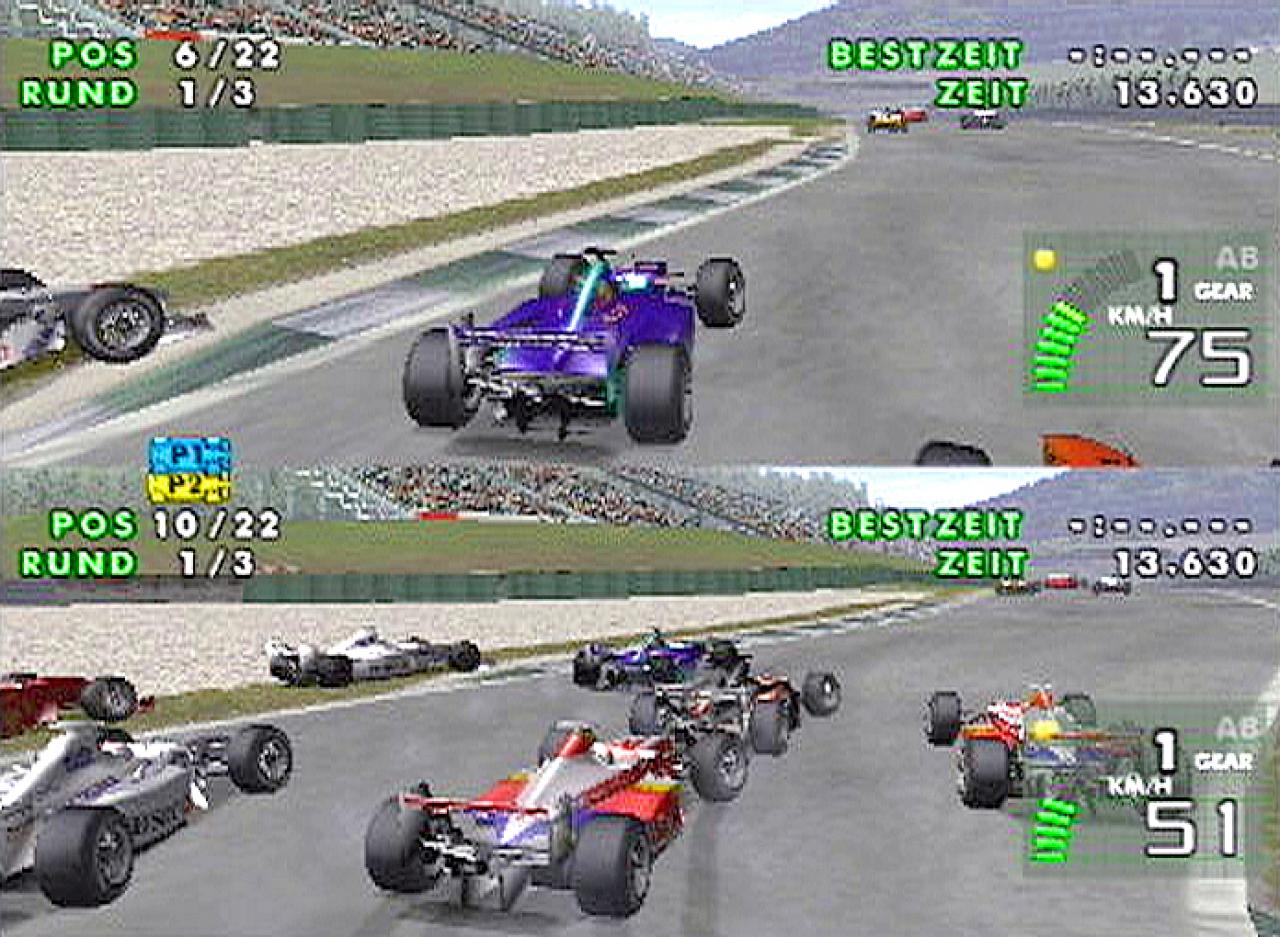 [26/11/2001] ERFREULICH Bei Zwei-Spieler-Duellen spielen auch die Computerfahrer eine nicht zu unterschätzende Rolle.