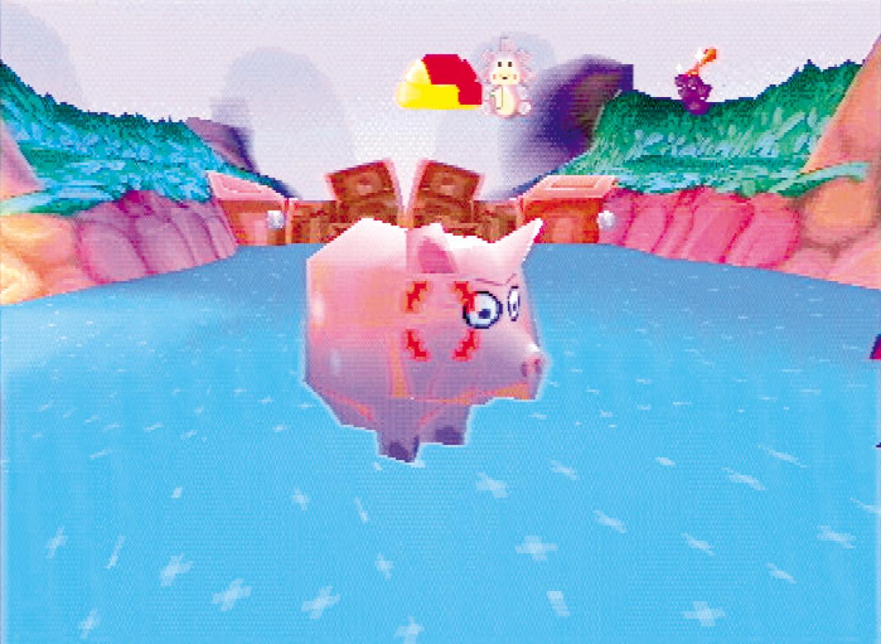 [26/11/2001] FLIEGENDE SCHWEINE Mit der Spuckattacke wehrt sich das Lama gegen Yzma, die mit Gummitieren um sich wirft.