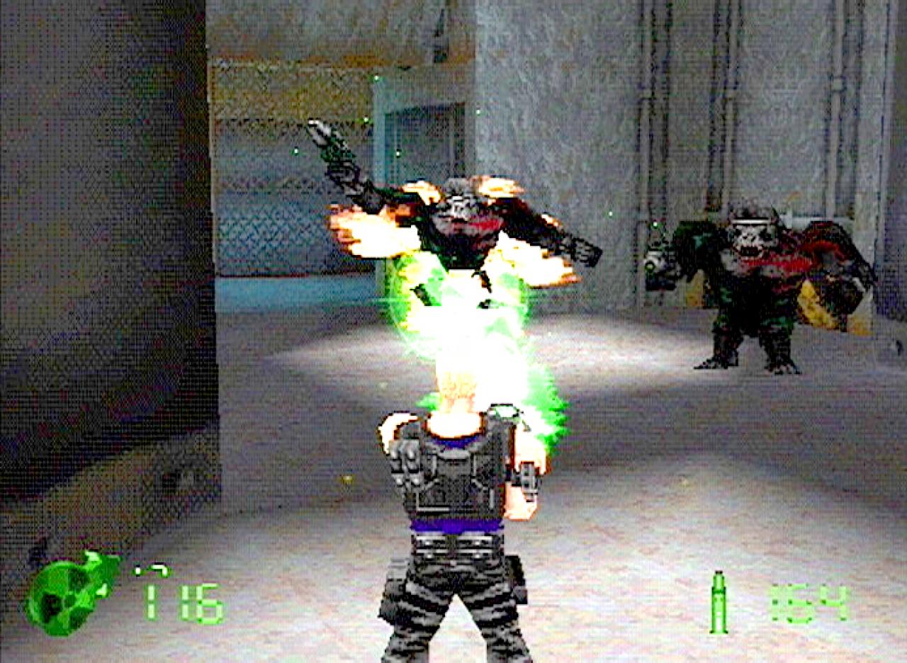 [26/11/2001] WAS FÜR EIN AFFENTHEATER! Wie gewohnt geht Duke Nukem nicht gerade zimperlich mit hässlichen Außerirdischen um, die &rsquo;seine&rsquo; Babes entführen wollen.