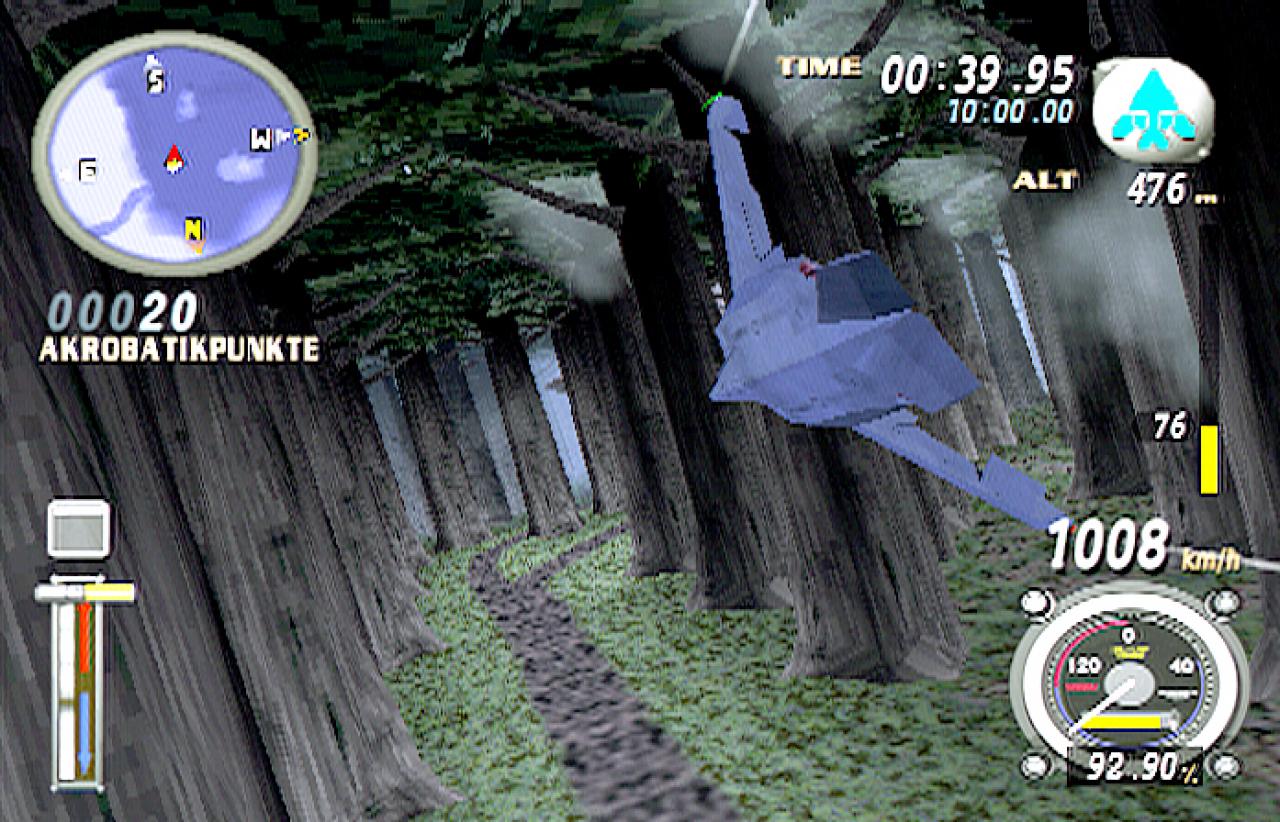 [26/11/2001] Die Bonus-Flugzeuge sind für einige Missionen zu extrem: hier geht&rsquo;s mit 1.000 km/h durch einen Wald!
