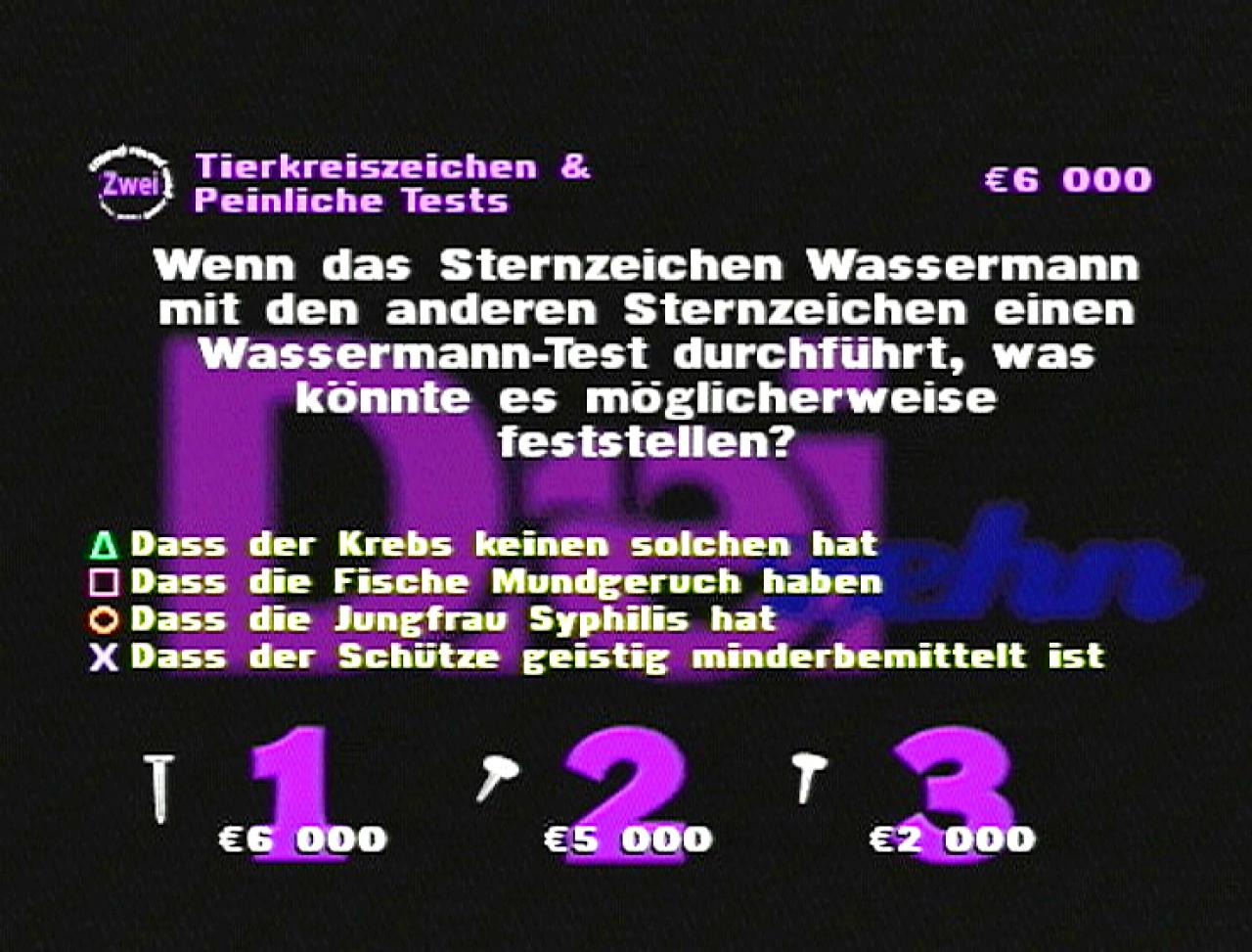 [26/11/2001] STERNZEICHENDOKTOR Natürlich würde er feststellen, dass der Zwilling schizophren ist.