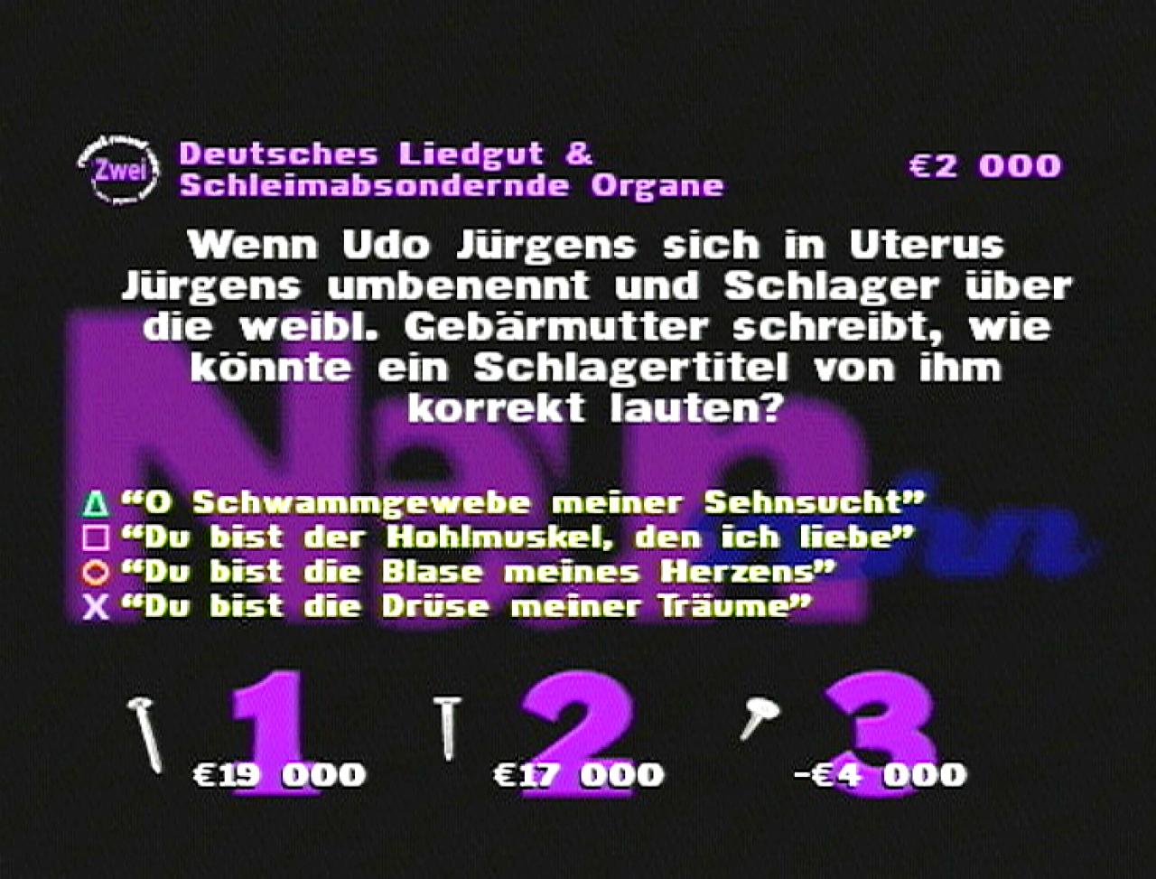 [26/11/2001] VORTEILHAFTE VERÄNDERUNG Langsam könnte sich Udo Jürgens doch wirklich in Uterus Jürgens umbenennen.