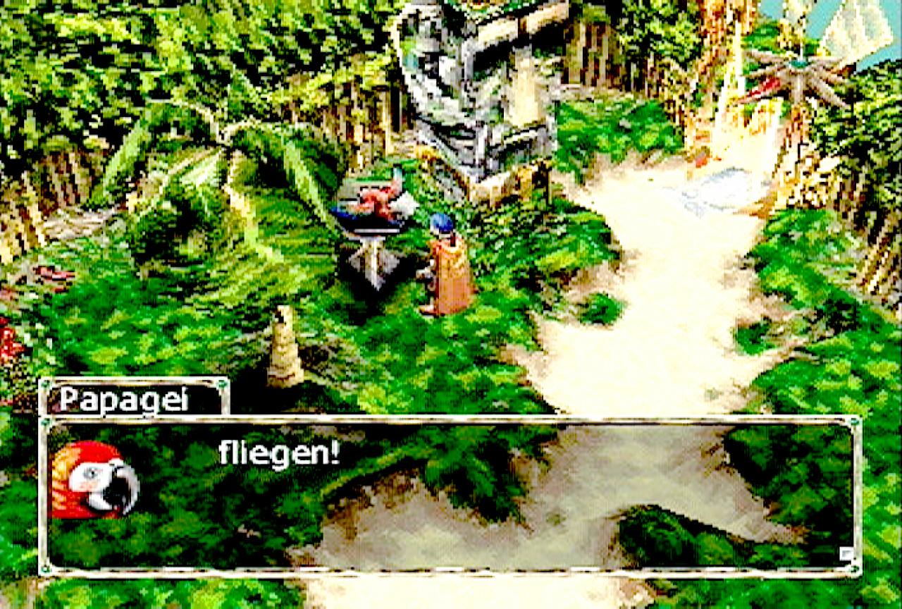 [26/11/2001] EINGANGSCODE Da Melvin nicht ans Ohr der Statue reicht, muss er seinem Begleiter die Losung beibringen.