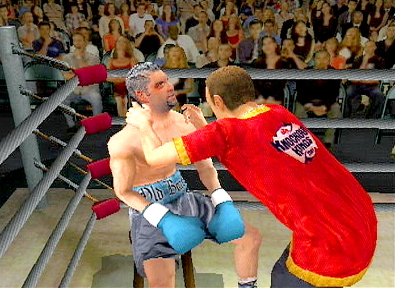 [26/11/2001] KONTRAST Der Boxer im Vordergrund wirkt fast lebensecht, das Publikum wie Pappaufsteller.
