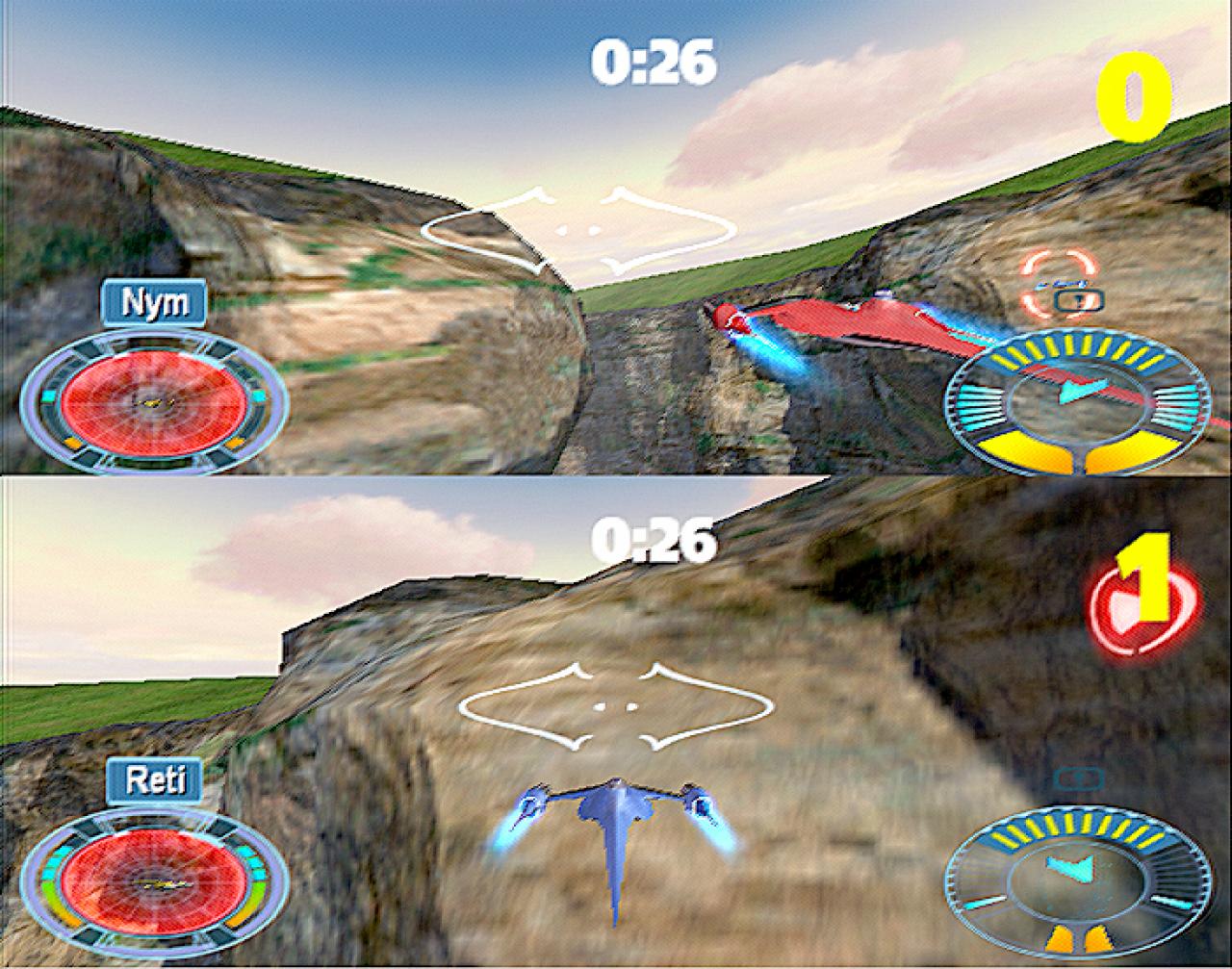 [26/11/2001] Beim Splitscreen-Wettrennen durch den Canyon sprechen die Waffen.