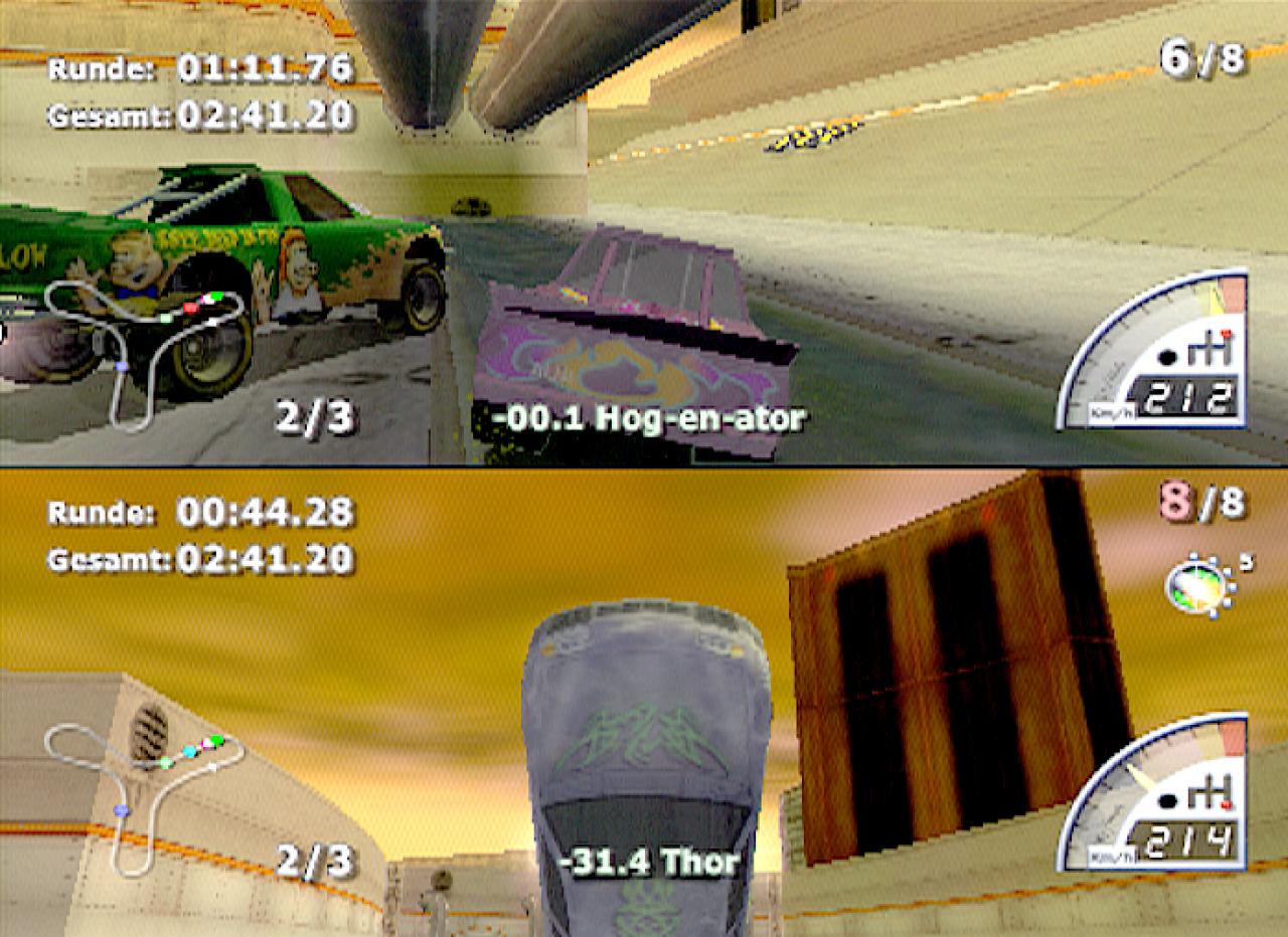 [26/11/2001] Zu zweit macht Rumble Racing fast noch mehr Spaß als so ganz alleine. 