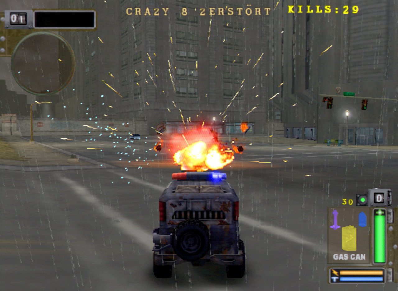 [26/11/2001] Bei den Explosionen fliegen die Autos in Einzelteilen durch die Gegend. Auch der Fahrer.